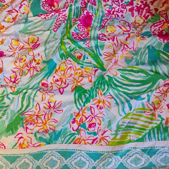 Lilly Pulitzer Pottery Barn Orchid Border Duvet Cover Set King Sized Tropical - Picture 14 of 16